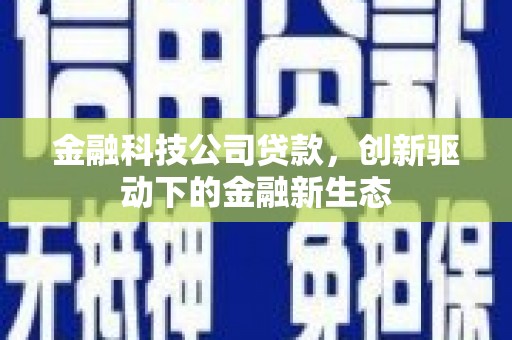 黄江金融科技公司贷款，创新驱动下的金融新生态