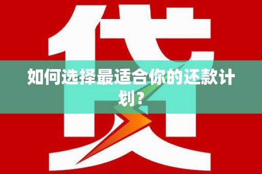 黄江如何选择最适合你的还款计划？